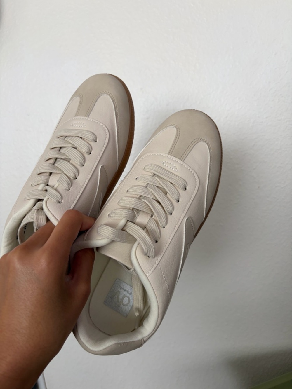 Dolce Vita Cream and Tan Low-Top Sneakers